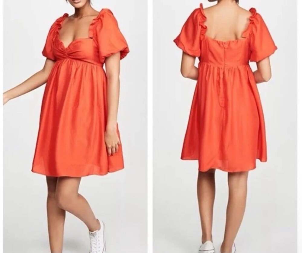 English Factory Balloon Sleeve Babydoll Romantic Contemporary Casual Mini Dress